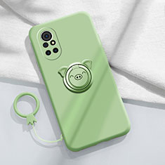 Custodia Silicone Ultra Sottile Morbida Cover con Magnetico Anello Supporto A02 per Huawei Nova 8 Pro 5G Verde Pastello