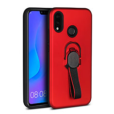 Custodia Silicone Ultra Sottile Morbida Cover con Magnetico Anello Supporto A02 per Huawei P20 Lite Rosso