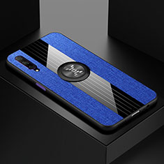 Custodia Silicone Ultra Sottile Morbida Cover con Magnetico Anello Supporto A02 per Huawei Y9s Blu