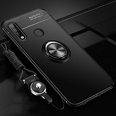 Custodia Silicone Ultra Sottile Morbida Cover con Magnetico Anello Supporto A02 per Oppo A31 Nero