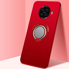 Custodia Silicone Ultra Sottile Morbida Cover con Magnetico Anello Supporto A02 per Oppo Ace2 Rosso