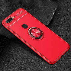 Custodia Silicone Ultra Sottile Morbida Cover con Magnetico Anello Supporto A02 per Oppo AX7 Rosso