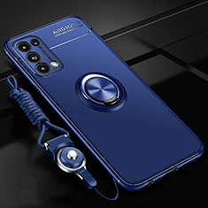 Custodia Silicone Ultra Sottile Morbida Cover con Magnetico Anello Supporto A02 per Oppo Find X3 Lite 5G Blu