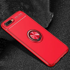 Custodia Silicone Ultra Sottile Morbida Cover con Magnetico Anello Supporto A02 per Oppo R15X Rosso