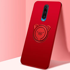 Custodia Silicone Ultra Sottile Morbida Cover con Magnetico Anello Supporto A02 per Oppo R17 Pro Rosso