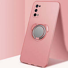 Custodia Silicone Ultra Sottile Morbida Cover con Magnetico Anello Supporto A02 per Realme Q2 Pro 5G Oro Rosa