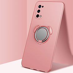 Custodia Silicone Ultra Sottile Morbida Cover con Magnetico Anello Supporto A02 per Realme X7 5G Oro Rosa
