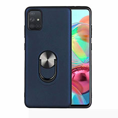 Custodia Silicone Ultra Sottile Morbida Cover con Magnetico Anello Supporto A02 per Samsung Galaxy A51 5G Blu