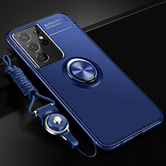 Custodia Silicone Ultra Sottile Morbida Cover con Magnetico Anello Supporto A02 per Samsung Galaxy S24 Ultra 5G Blu