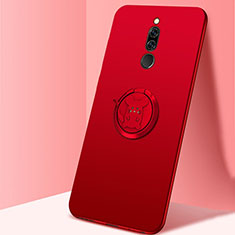 Custodia Silicone Ultra Sottile Morbida Cover con Magnetico Anello Supporto A02 per Xiaomi Redmi 8 Rosso