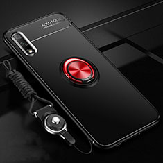 Custodia Silicone Ultra Sottile Morbida Cover con Magnetico Anello Supporto A03 per Huawei Honor 9X Rosso e Nero