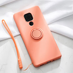 Custodia Silicone Ultra Sottile Morbida Cover con Magnetico Anello Supporto A03 per Huawei Mate 30 Lite Arancione