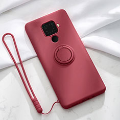 Custodia Silicone Ultra Sottile Morbida Cover con Magnetico Anello Supporto A03 per Huawei Nova 5i Pro Rosso Rosa
