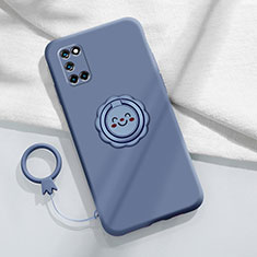 Custodia Silicone Ultra Sottile Morbida Cover con Magnetico Anello Supporto A03 per Oppo A52 Grigio