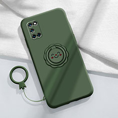 Custodia Silicone Ultra Sottile Morbida Cover con Magnetico Anello Supporto A03 per Oppo A52 Verde