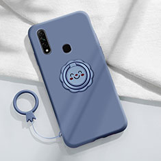 Custodia Silicone Ultra Sottile Morbida Cover con Magnetico Anello Supporto A03 per Oppo A8 Grigio