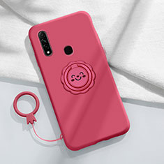Custodia Silicone Ultra Sottile Morbida Cover con Magnetico Anello Supporto A03 per Oppo A8 Rosso Rosa