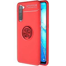 Custodia Silicone Ultra Sottile Morbida Cover con Magnetico Anello Supporto A03 per Oppo Find X2 Lite Rosso