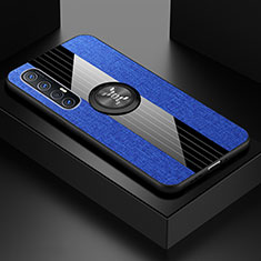 Custodia Silicone Ultra Sottile Morbida Cover con Magnetico Anello Supporto A03 per Oppo Find X2 Neo Blu