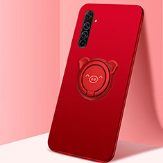 Custodia Silicone Ultra Sottile Morbida Cover con Magnetico Anello Supporto A03 per Realme X50 Pro 5G Rosso