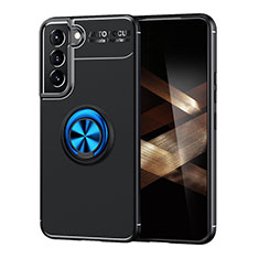 Custodia Silicone Ultra Sottile Morbida Cover con Magnetico Anello Supporto A03 per Samsung Galaxy S24 5G Blu e Nero