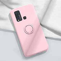 Custodia Silicone Ultra Sottile Morbida Cover con Magnetico Anello Supporto A03 per Vivo Y50 Rosa