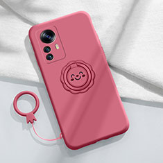 Custodia Silicone Ultra Sottile Morbida Cover con Magnetico Anello Supporto A03 per Xiaomi Mi 12 5G Rosso