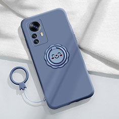 Custodia Silicone Ultra Sottile Morbida Cover con Magnetico Anello Supporto A03 per Xiaomi Mi 12 Pro 5G Grigio Lavanda