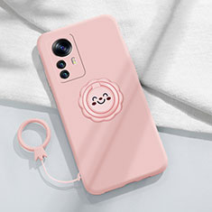 Custodia Silicone Ultra Sottile Morbida Cover con Magnetico Anello Supporto A03 per Xiaomi Mi 12S Pro 5G Rosa