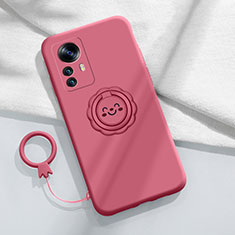 Custodia Silicone Ultra Sottile Morbida Cover con Magnetico Anello Supporto A03 per Xiaomi Mi 12S Pro 5G Rosso