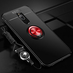 Custodia Silicone Ultra Sottile Morbida Cover con Magnetico Anello Supporto A03 per Xiaomi Redmi 8 Rosso e Nero