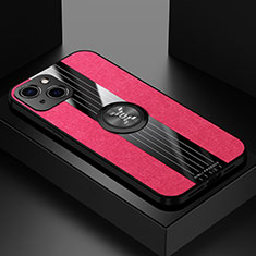 Custodia Silicone Ultra Sottile Morbida Cover con Magnetico Anello Supporto A04 per Apple iPhone 13 Mini Rosso