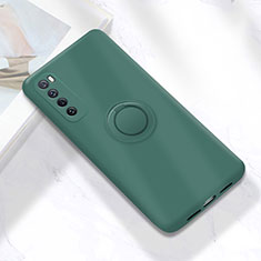 Custodia Silicone Ultra Sottile Morbida Cover con Magnetico Anello Supporto A04 per Huawei Nova 7 5G Verde