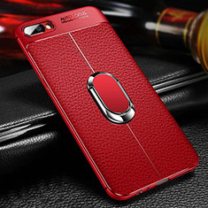 Custodia Silicone Ultra Sottile Morbida Cover con Magnetico Anello Supporto A04 per Oppo A12e Rosso