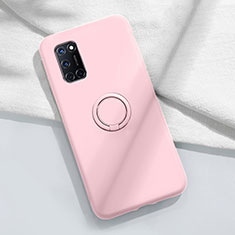 Custodia Silicone Ultra Sottile Morbida Cover con Magnetico Anello Supporto A04 per Oppo A72 Rosa