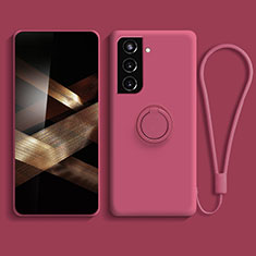 Custodia Silicone Ultra Sottile Morbida Cover con Magnetico Anello Supporto A04 per Samsung Galaxy S24 5G Rosso Rosa