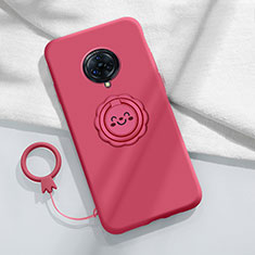 Custodia Silicone Ultra Sottile Morbida Cover con Magnetico Anello Supporto A04 per Vivo Nex 3 5G Rosso Rosa