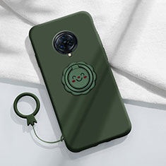 Custodia Silicone Ultra Sottile Morbida Cover con Magnetico Anello Supporto A04 per Vivo Nex 3 5G Verde