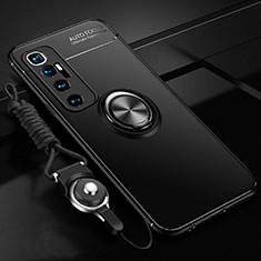 Custodia Silicone Ultra Sottile Morbida Cover con Magnetico Anello Supporto A04 per Xiaomi Mi 10 Ultra Nero