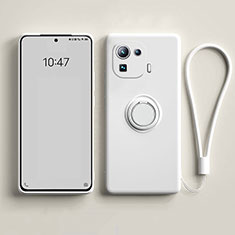Custodia Silicone Ultra Sottile Morbida Cover con Magnetico Anello Supporto A04 per Xiaomi Mi 11 Pro 5G Bianco