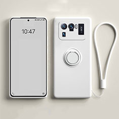Custodia Silicone Ultra Sottile Morbida Cover con Magnetico Anello Supporto A04 per Xiaomi Mi 11 Ultra 5G Bianco