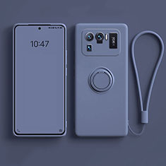 Custodia Silicone Ultra Sottile Morbida Cover con Magnetico Anello Supporto A04 per Xiaomi Mi 11 Ultra 5G Grigio Lavanda