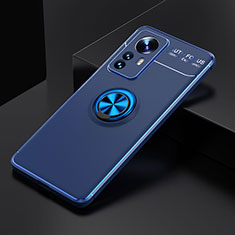 Custodia Silicone Ultra Sottile Morbida Cover con Magnetico Anello Supporto A04 per Xiaomi Mi 12 5G Blu