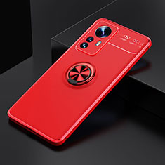 Custodia Silicone Ultra Sottile Morbida Cover con Magnetico Anello Supporto A04 per Xiaomi Mi 12S Pro 5G Rosso