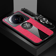 Custodia Silicone Ultra Sottile Morbida Cover con Magnetico Anello Supporto A04 per Xiaomi Mi 12S Ultra 5G Rosso