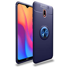 Custodia Silicone Ultra Sottile Morbida Cover con Magnetico Anello Supporto A04 per Xiaomi Redmi 8A Blu