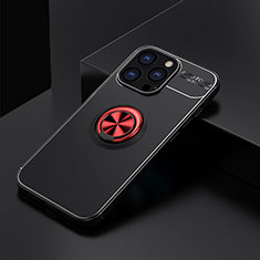 Custodia Silicone Ultra Sottile Morbida Cover con Magnetico Anello Supporto A05 per Apple iPhone 13 Pro Rosso e Nero