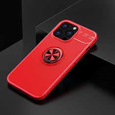 Custodia Silicone Ultra Sottile Morbida Cover con Magnetico Anello Supporto A05 per Apple iPhone 15 Pro Max Rosso