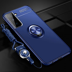 Custodia Silicone Ultra Sottile Morbida Cover con Magnetico Anello Supporto A05 per Samsung Galaxy S21 FE 5G Blu