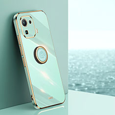 Custodia Silicone Ultra Sottile Morbida Cover con Magnetico Anello Supporto A05 per Xiaomi Mi 11 Pro 5G Verde